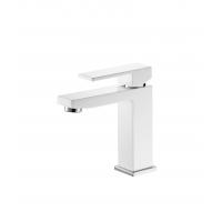 China Streamlined Design Wash Basin Faucet White Brass Mixer Tap With 25mm Cartridge on sale