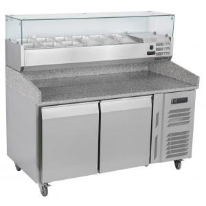 2 Doors Refrigerated Pizza Prep Table Fan Cooling 1510x800x1420mm