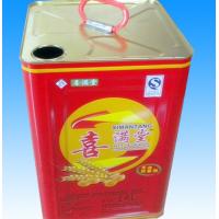 China 14L Cooking Oil Bucket Plastic Handle Square Metal Tin Containers on sale