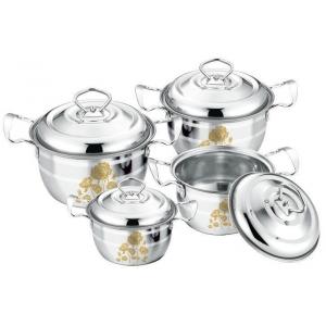 China High Polishing Kitchen Cookware Sets Stainless Steel Customized Logo With Lid supplier
