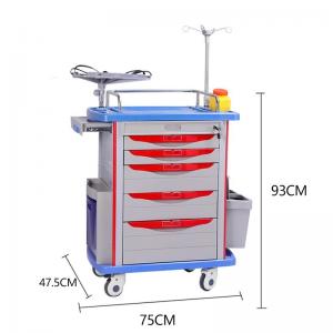 190CM Anesthesia Medical Supply Cart Trolley On Wheels ABS Plastic