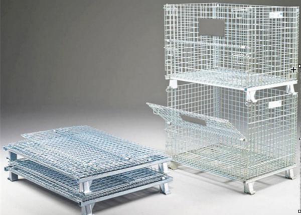 Sliver Color Collapsible Pallet Cages , Heavy Duty Storage Cages For Sports