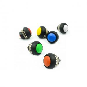 China 12mm White Yellow Orange Blue Green Eed Small Waterproof Self-reset Button Switch Round Unlocked Button PBS-33B supplier