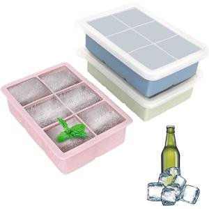 China Large Square Ice Cube Tray With Lid Easy Release Reusable Ice Cubes For Soup Freezer Wine Juice supplier