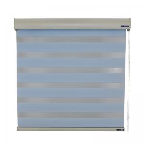 Dual Layer Sheer Motorized Zebra Blinds Horizontal Pattern For Oriel Window