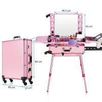 China Pink Color Cosmetic Beauty Case , Professional Makeup Cases On Wheels on sale