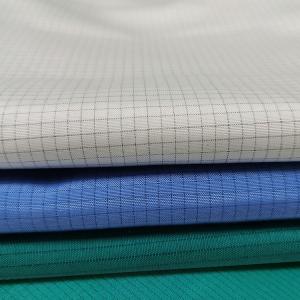 White Polyester Cotton TC Fabric 4mm Grid Anti Static