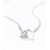 China 0.20ct 18K Gold Diamond Necklace Princess Cut Solitaire Diamond Necklace Yellow Gold on sale