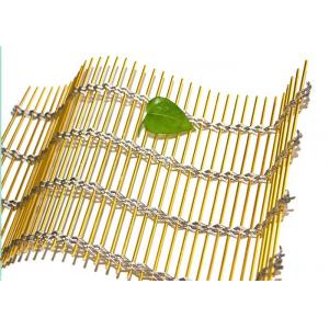 China Office Partitions Architectural Wire Mesh Made Of Gold Color Rod With SS Cables supplier