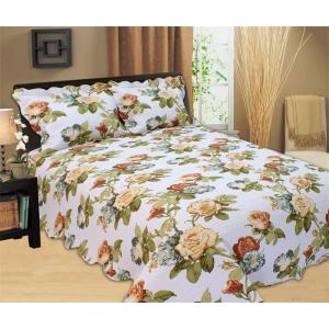 China Microfiber Printed Queen Size Bed Quilts , Optional Colors Bed Cover Sets wholesale