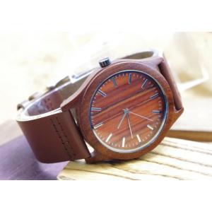 Stylish Waterproof Wooden Watches With Leather Bands / Red Wood
