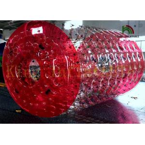 1.0mm PVC / TPU  Big Blow Up Water Walking Toy , 2.8m Long * 2.4 Dia Red Roller