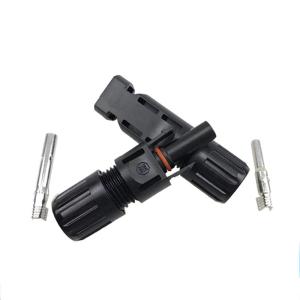 Conectores fotovoltaicos solares negros IP67 con calibre de cable de 14-10 AWG y clasificación de voltaje de CC 600 V para aplicaciones de paneles solares/inversores