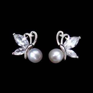 China Birds Shape Silver 925 Zircon Earrings Stub For Young Lady Cute Design supplier