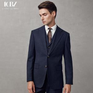 Dark Blue Wool/Silk Men's Suit for Customizable Designs at end and Luxurious Weddings