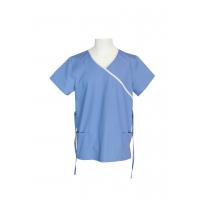160 GSM Polyester 65% Cotton 35% Blue Scrubs V Neck With Ties