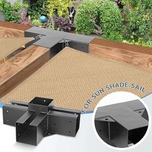 Steel 4x4(Actual Size: 3.5x3.5") 4-Way Right Angle Bracket, Pergola/Gazebo DIY Kit Hardware