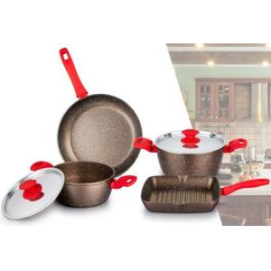 China Forged Aluminium marble Coating Cookware Sets With Bakelite Handle supplier