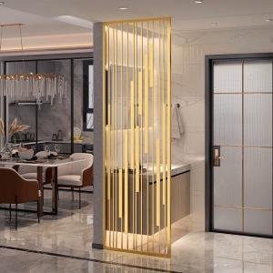 China Decorative Metal Room Divider Screen Gold Stainless Steel Wall Divider supplier