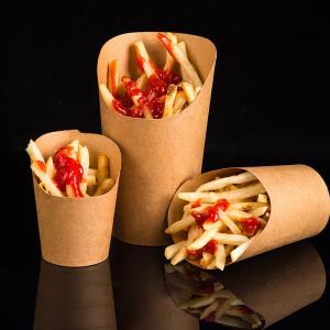 Custom Logo Fast Food Disposable French Fries Kraft Paper Cups Potato Chips paper container For Snack