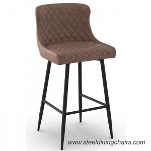 China Brown Upholstered 105cm Synthetic Leather Counter Height Bar Stools With Backs supplier