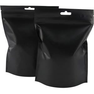 Matte Black Odorless Resealable Mylar Bags With Clear Window Zip Lock Hanging Hole Bag