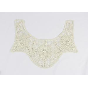 China Cotton Floral Lace Collar Applique , Embroidered Water Soluble Necklines For Shirt supplier