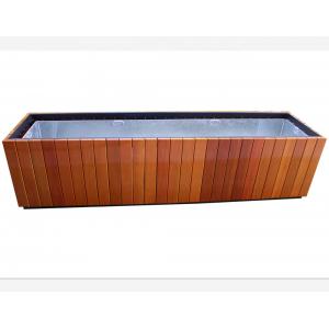 China Waterproof Outdoor Large Planters , Steel And Solid Wood Square Flower Pots supplier