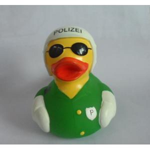 China 8cm Length Uniform Traffic Police Squeezing Rubber Ducks Green With White Helmet supplier