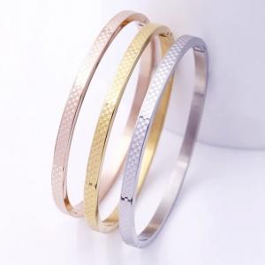 Oval White Gold Bangle Bracelet Stainless Steel Laser Engraved Fashion