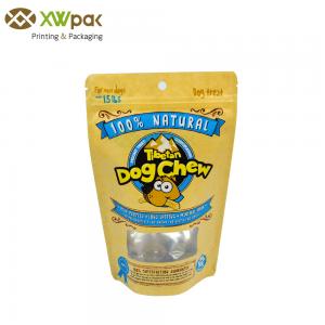 China Custom printed stand up zipper dog food treats plastic packaging bag pet food pouch with window supplier