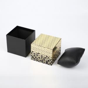China Gold Foil Personalised Leather Watch Box Two Pieces Rigid Paper With Pillow Wrapped Black supplier