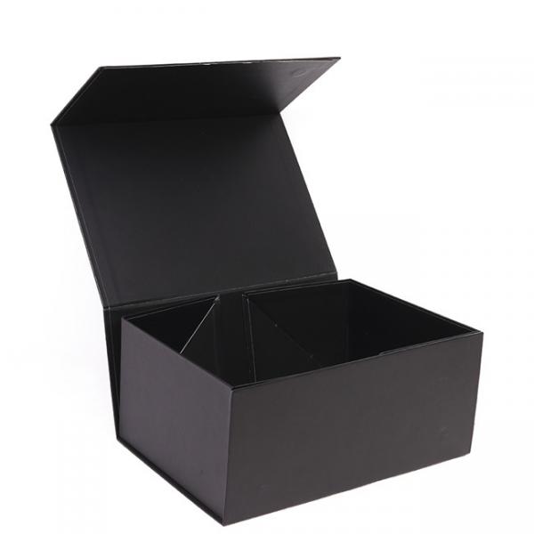 Book Shaped Packaging Paper Box With Magnetic Black And Gold Flip Top