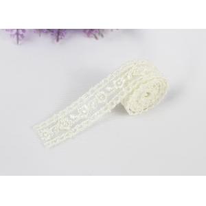 Embroidered 100% Cotton Lace Trim By The Yard , Water Soluble Chemical Lace Ribbon