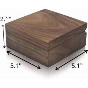 5.1inch Personalised Walnut Wood Jewelry Box Square Wooden Box With Magnetic Lid