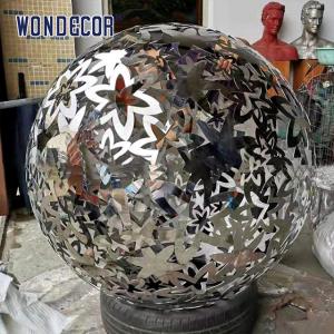 Large outdoor metal art flower hollow ball stainless steel sculpture