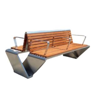 China SS304 Outdoor Metal Bench With Back Armrest Wooden Bench With Metal Legs supplier