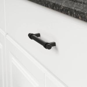 6.63-inch Stainless Steel Straight Bar Cabinet Handle 5-inch Hole Center Flat Black