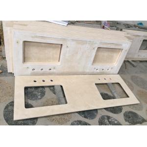 China Double Sink Marble Bathroom Sink Tops , Cream Marfil Marble Stone Countertops supplier