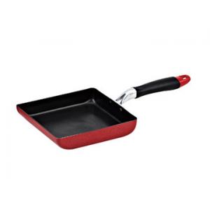 China Red 22cm Nonstick Square Frying Pan With Black Ceramic Coating supplier