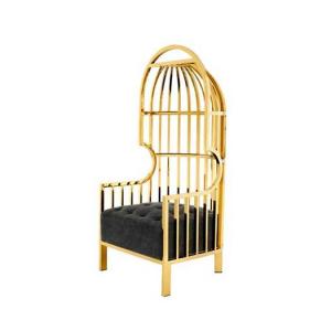 China Velvet Seating Gold Bird Cage Chair Stainless Steel Metal Frame supplier