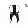 86cm Height Black Metal Restaurant Chairs Tolix Bar Stool With Wooden Seat