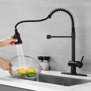 Commercial Brass Single Hole Kitchen Sink Faucet With Pulldown Sprayer