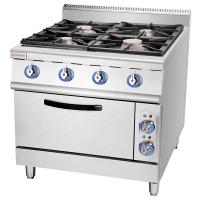 China Powerful 4 Burner Commercial Cooking Gas Stove with Warmer Drawer and Manual Control on sale