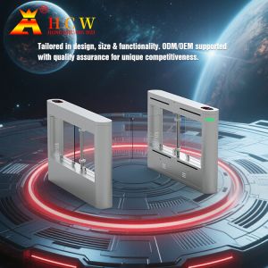 China HCW CW406 Swing Barrier Turnstile Gate With 8 Pairs Infrared Detection Sensors Fast Speed 30-60 Person/Minute And 5 Million Times Life Span wholesale