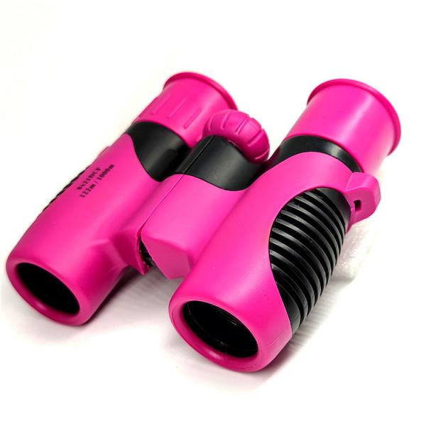 Pink Black Shockproof Kids Binoculars 8x21 Set With Water Resistance