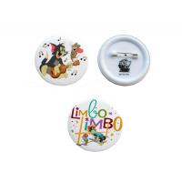 China Custom Printed Round Tinplate Plastic Pin Badge CMYK / Pantone Color Multi Sizes on sale