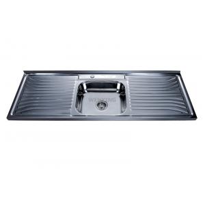 One Piece Finished  Single Bowl Double Drain Board Stainless Steel Kitchen Sink with water tap