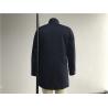 Navy Mens Medium Trench Coat , Cavalry Twill Wadded Coat With Funnel Collar