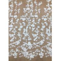 China Ivroy Color French 3D Floral Lace Fabric , High End Wedding Lace Fabric By The Yard on sale